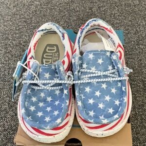 New TODDLER Hey Dude Wally Toddler Patriotic Stars & Stripes size 5